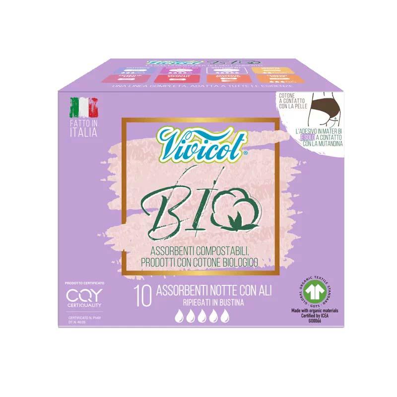 Absorbante de Noapte din Bumbac Eco Hipoalergenic Compostabil 10 bucati Vivicot