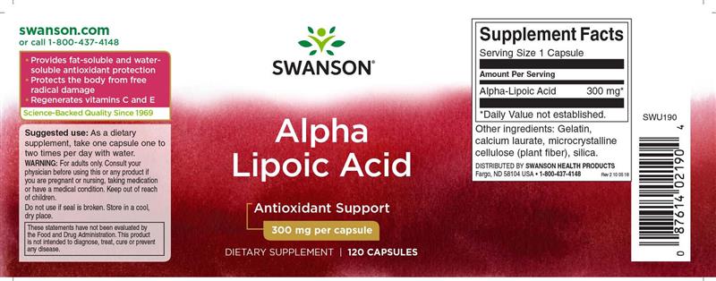 Acid Alfa Lipoic Forte 300mg Swanson 120cps