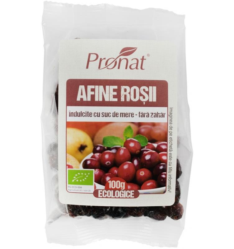 Afine Rosii Indulcite cu Suc de Mere Bio 100 grame Pronat