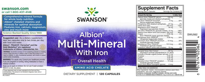 Albion Chelated Multi Mineral With Iron 120 capsule Swanson