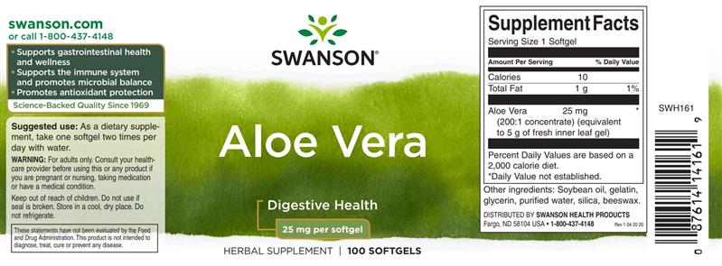 Aloe Vera Extract 25 miligrame 100 capsule Swanson