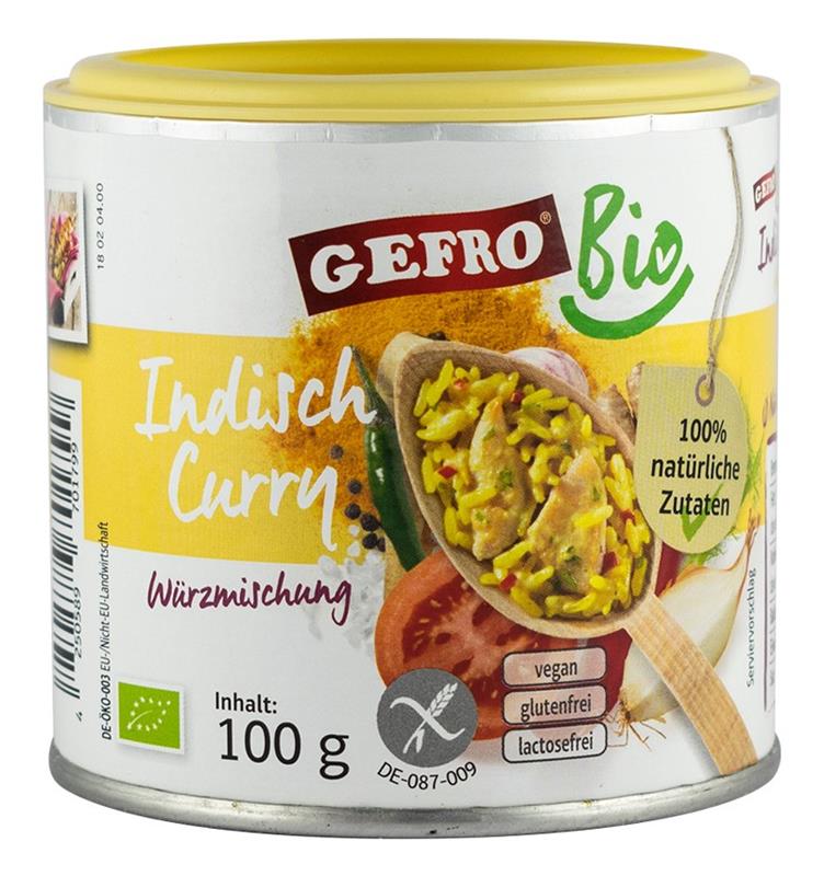Amestec de Condimente Fara Gluten Bio Curry Indian 100gr Gefro
