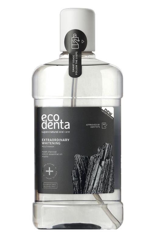 Apa de Gura Fara Flor pentru Extra Albire cu Carbune 500 mililitri Ecodenta