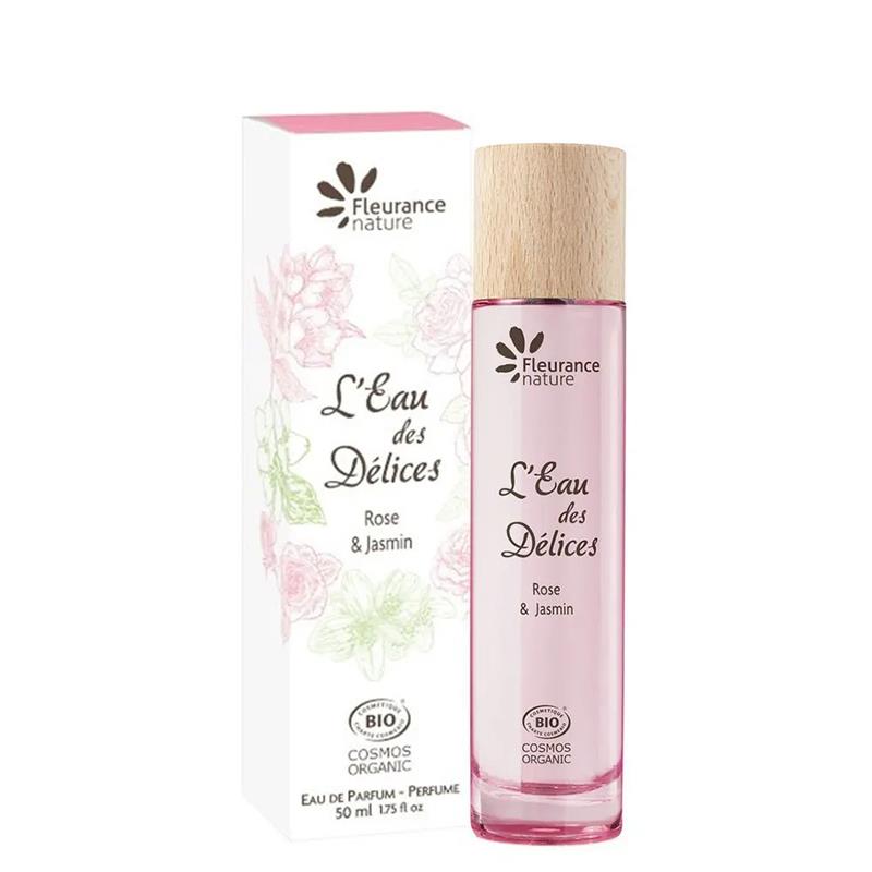 Apa de Parfum L'Eau des Delices Trandafir si Iasomie Bio 50 mililitri Fleurance Nature