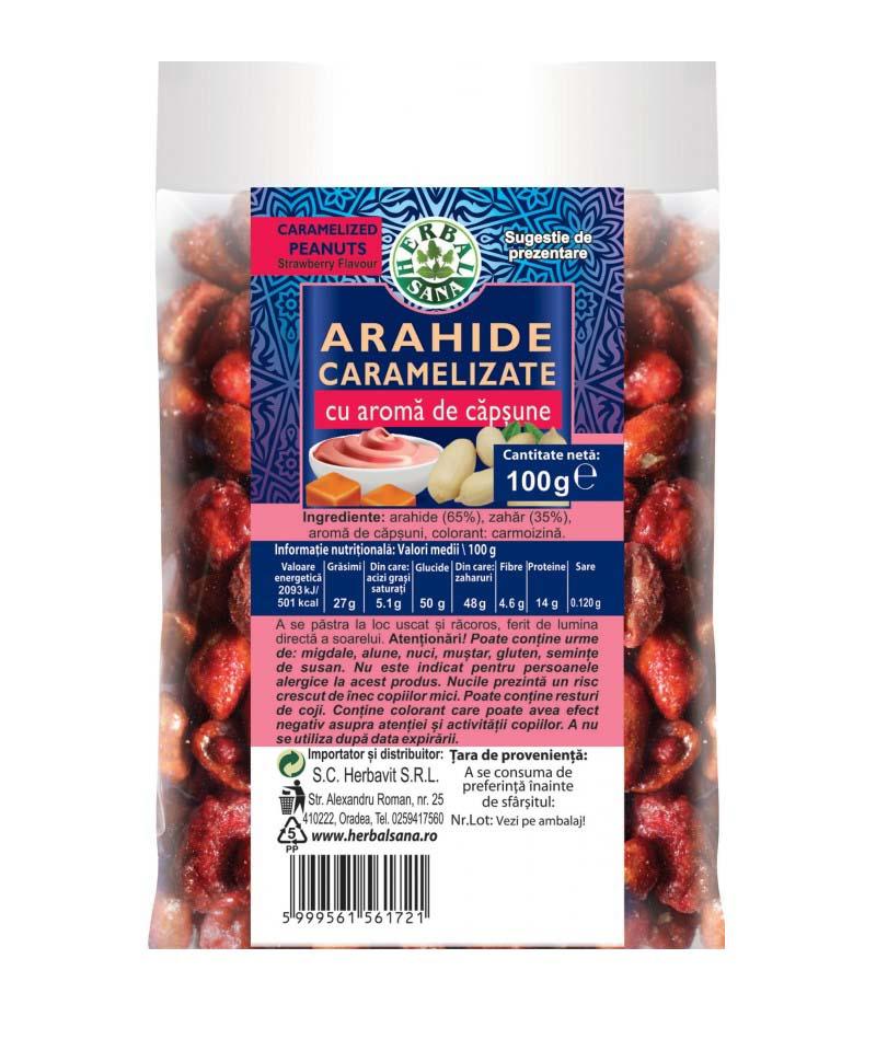 Arahide Caramelizate cu Aroma de Capsune 100 grame Herbal Sana Herbavit