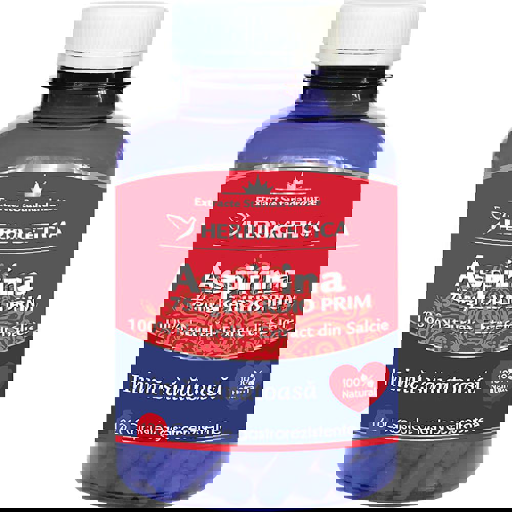 Aspirina Naturala 75 miligrame Cardio Prim 120 capsule Herbagetica