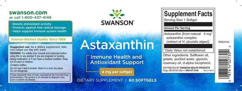 Astaxanthin 4 miligrame 60 capsule Swanson