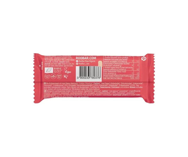 Baton cu Capsuni Invelit in Glazura Roz Bio 30 grame Roobar