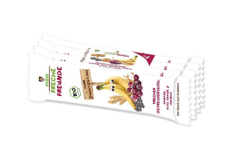 Baton de Cereale cu Banane, Struguri si Aronia Bio Erdbar 4x23gr