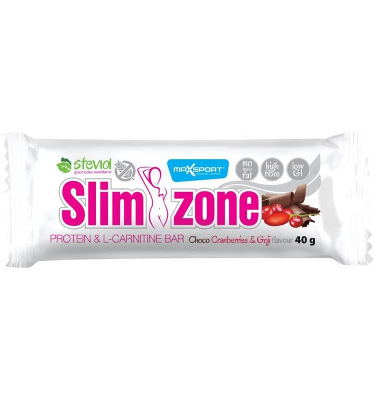 Baton Proteic cu Ciocolata, Merisoare si Goji Slim Zone 40 grame Max Sport