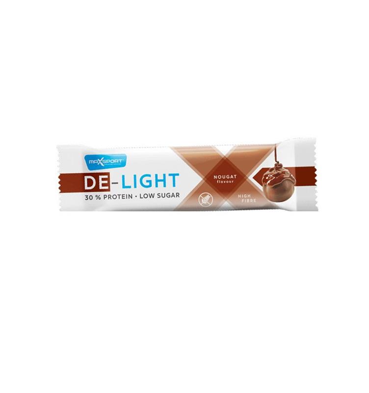 Baton Proteic cu Nougat Invelit in Ciocolata cu Lapte De Light 45 grame Max Sport