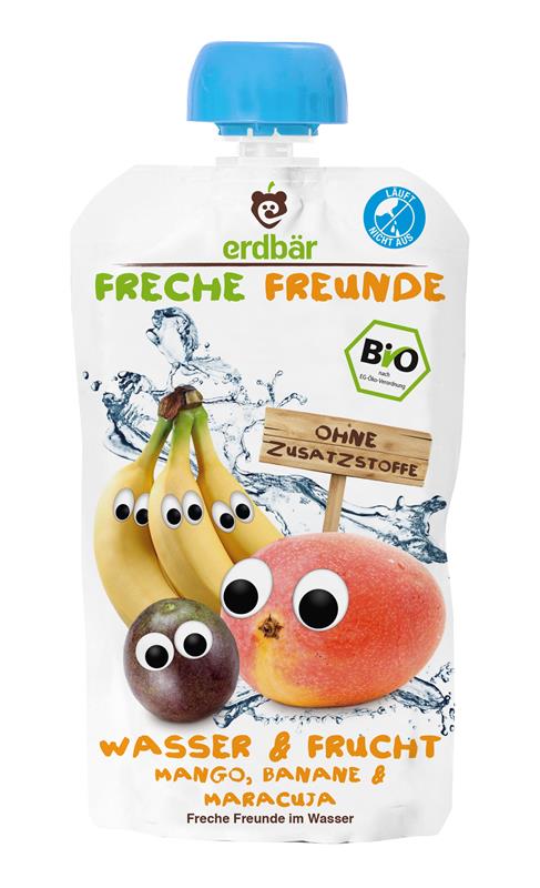 Bautura din Apa si Fructe cu Mango, Banane si Maracuja Bio 200ml Erdbar