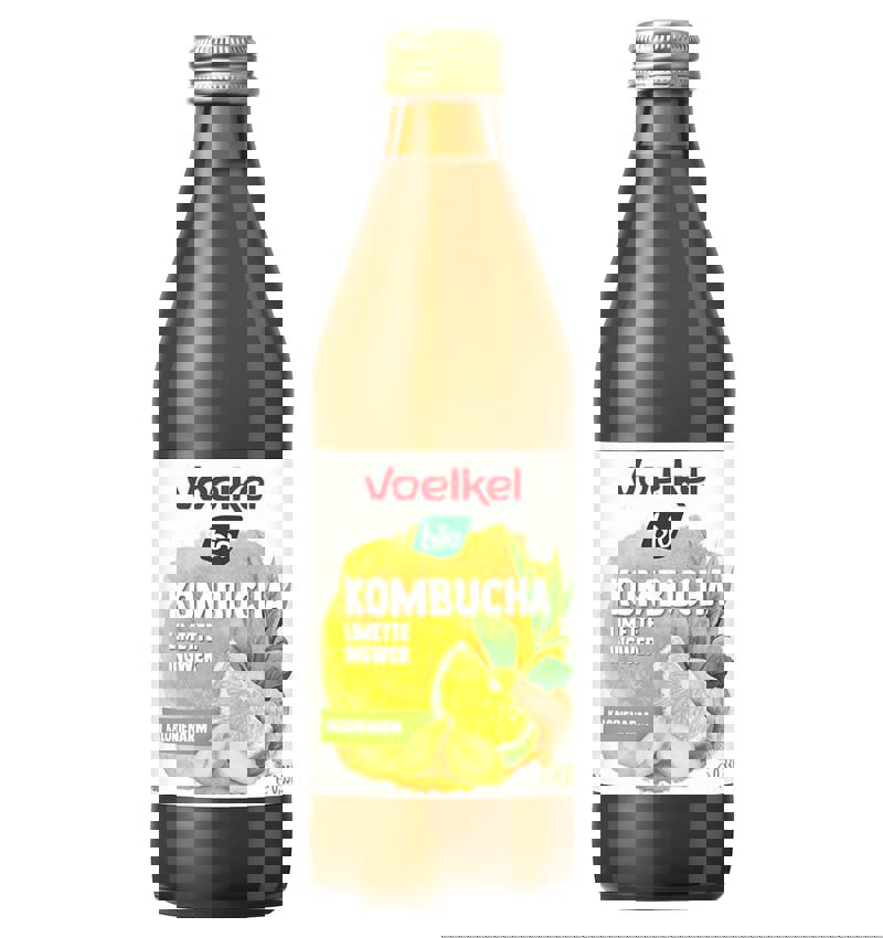 Bautura Kombucha cu Limete si Ghimbir Bio Voelkel 330ml