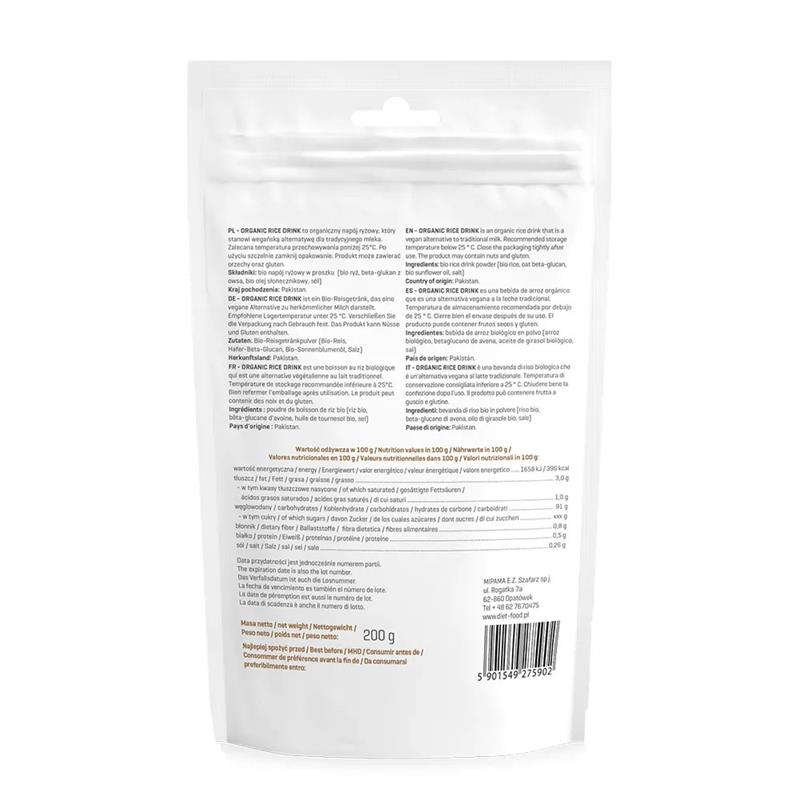 Bautura Vegana din Orez Pulbere Bio 200 grame Diet Food
