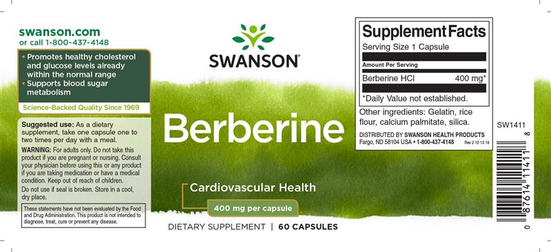 Berberine 400 miligrame 60 capsule Swanson