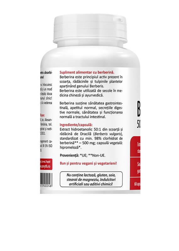 Berberine 500 miligrame 60 capsule Zenyth