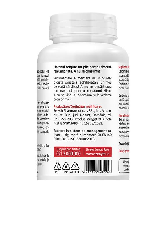 Berberine 500 miligrame 60 capsule Zenyth