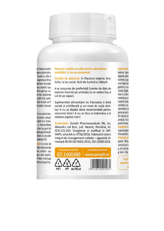 Betaine HCL & Pepsin 580mg Zenyth 60cps