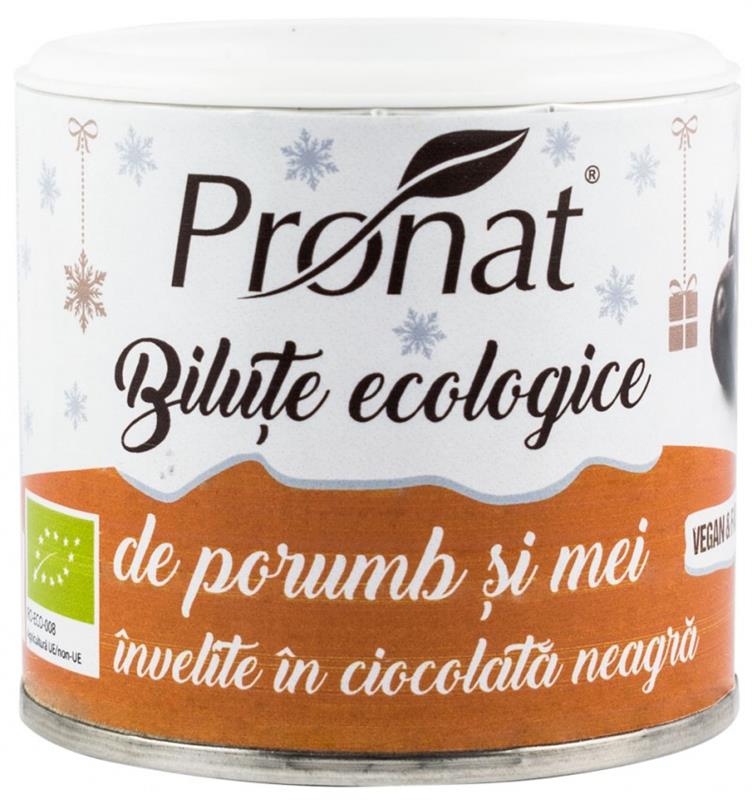Bilute de Porumb si Mei Trase in Ciocolata Neagra Bio 80gr Pronat