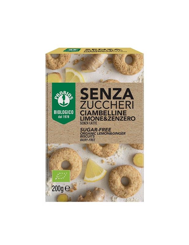 Biscuiti cu Lamaie si Ghimbir Fara Zahar Bio 200 grame Probios