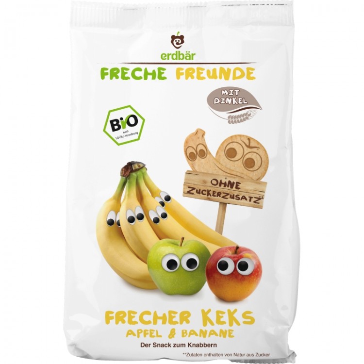 Biscuiti cu Mere si Banane Bio Erdbar 125gr