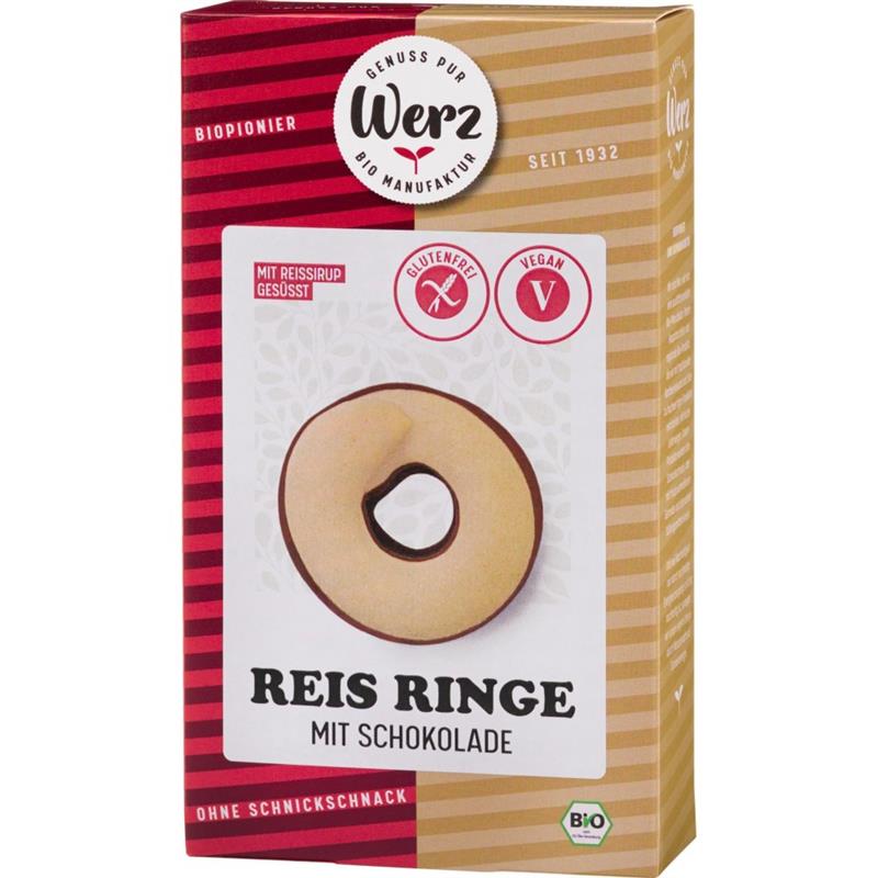 Biscuiti din Orez Integral cu Glazura de Ciocolata Fara Gluten Bio 110 grame Werz