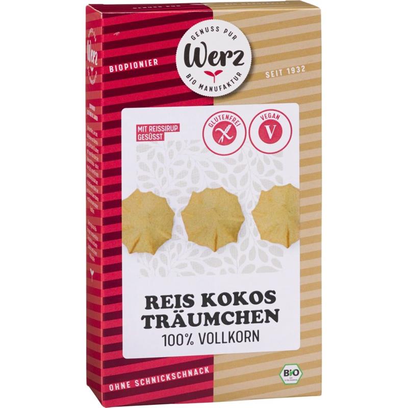 Biscuiti Integrali din Orez cu Cocos Fara Gluten 110 grame Werz