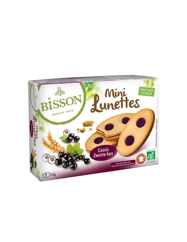 Biscuiti Mini Ochelari cu Coacaze Negre Bio 175 grame Bisson