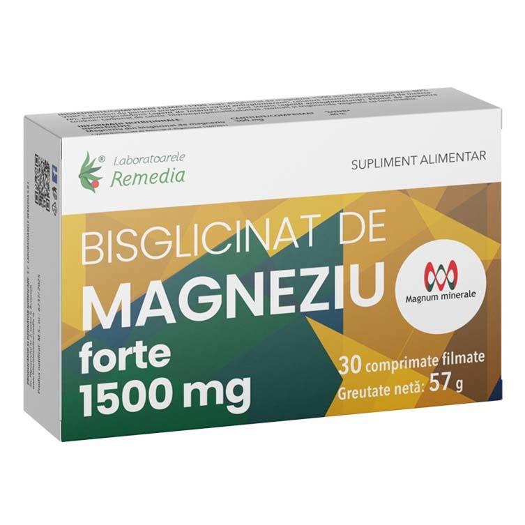 Bisglicinat de Magneziu Forte 1500 miligrame 30 comprimate Laboratoarele Remedia