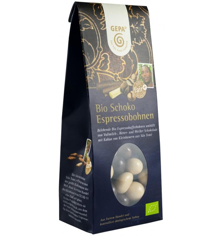 Boabe de Expresso Glazurate in 3 Feluri de Ciocolata Bio 100 grame Gepa