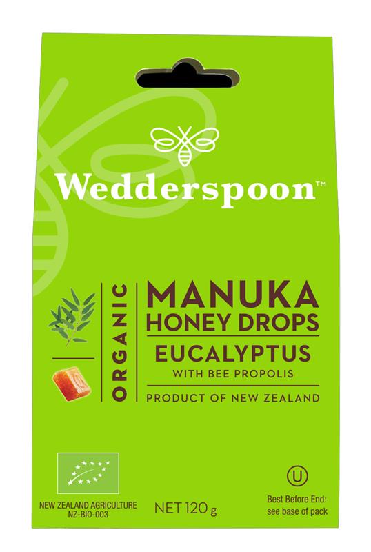 Bomboane (Dropsuri) Raw cu Miere de Manuka, Eucalipt si Propolis Wedderspoon 120gr