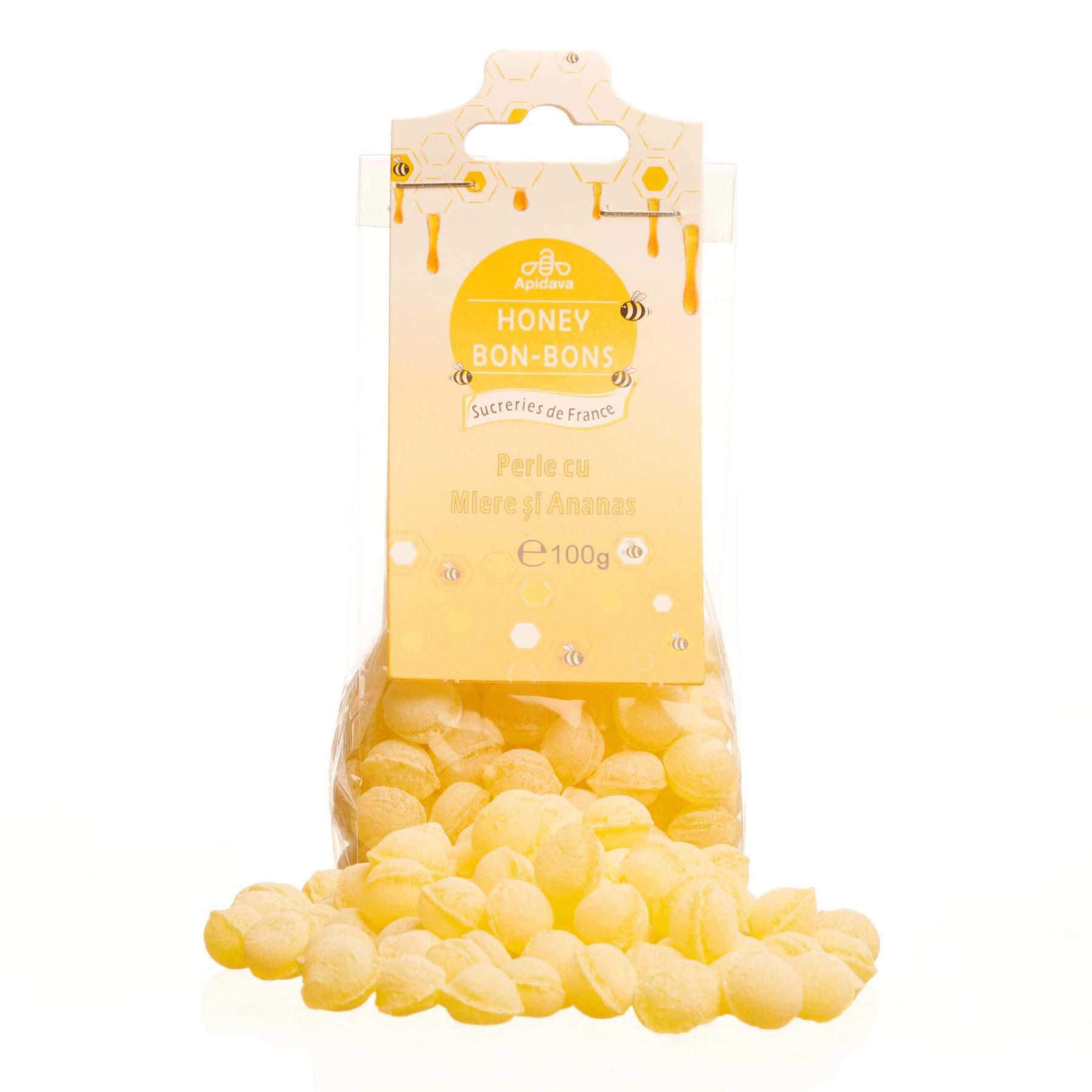 Bomboane Perle cu Miere si Ananas Apidava 100gr