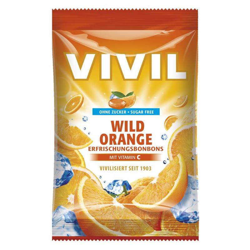 Bomboane Portocala Amara cu Vitamina C Fara Zahar 80g Vivil