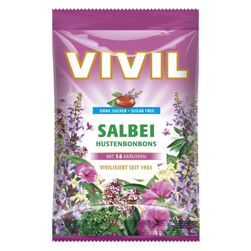 Bomboane Salvie cu Vitamina C Fara Zahar 80g Vivil