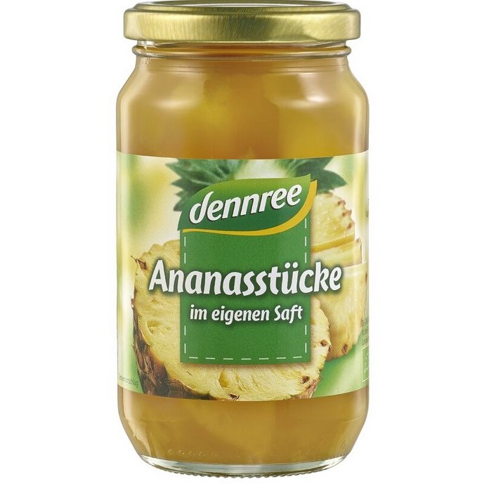 Bucati de Ananas in Suc de Ananas Bio 350 greme Dennree