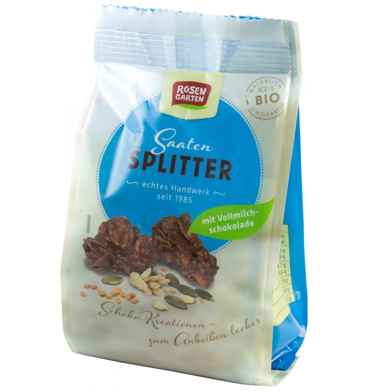 Bucati de Ciocolata cu Lapte si Seminte Bio 75gr Rosen Garten