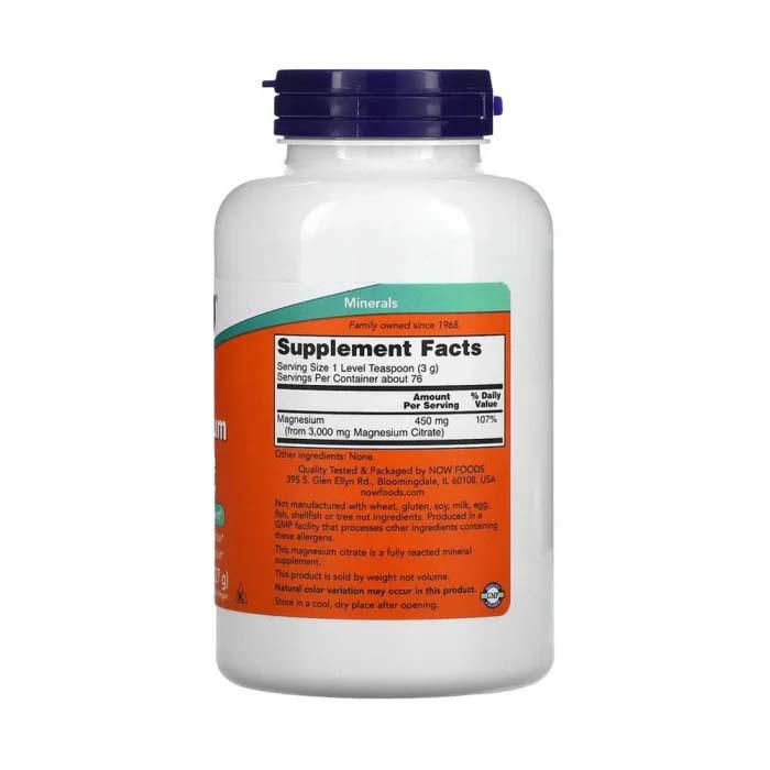 Calciu si Magneziu Citrate 1:1 Raport Pudra cu Vitamina D3 227 grame Now Foods