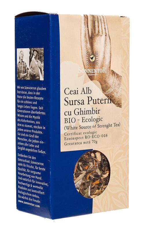 Ceai Alb Sursa Puterii cu Ghimbir Bio Sonnentor 70gr