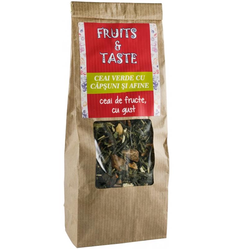 Ceai de Fructe Ceai Verde cu Capsuni si Afine 80 grame Fruits&Taste