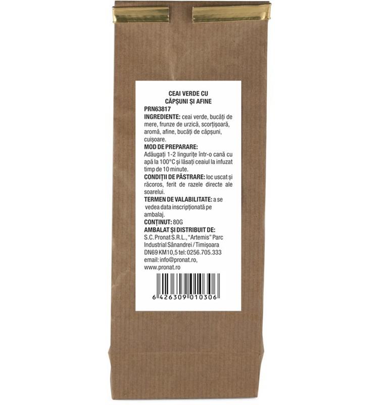 Ceai de Fructe Ceai Verde cu Capsuni si Afine 80 grame Fruits&Taste