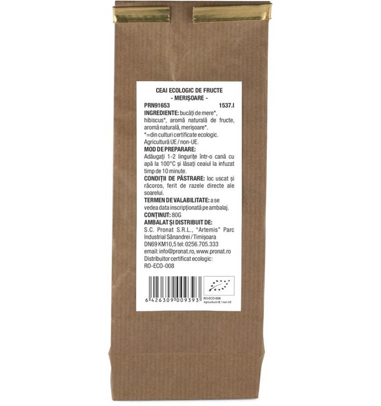 Ceai de Fructe Merisoare Bio 80 grame Fruits&Taste