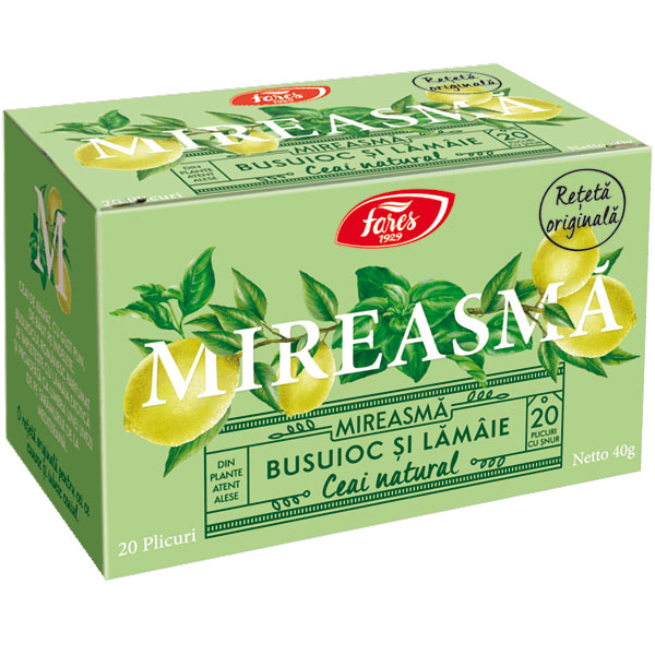 Ceai Mireasma Busuioc cu Lamaie 20 plicuri Fares