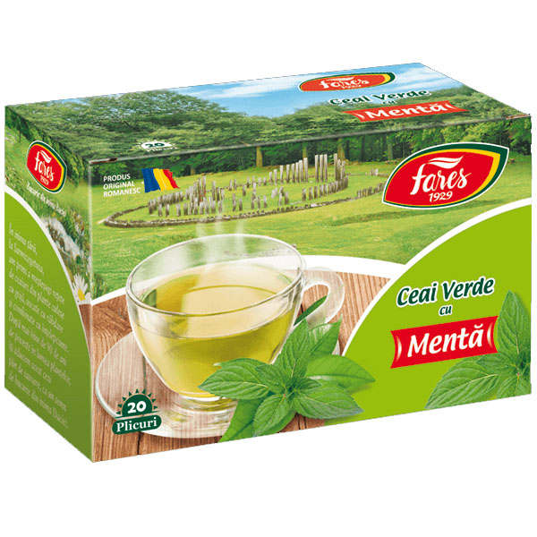 Ceai Verde cu Menta 20 plicuri Fares