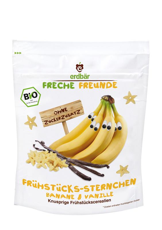 Cereale Stelute pentru Mic Dejun cu Banane si Vanilie Bio Erdbar 125gr