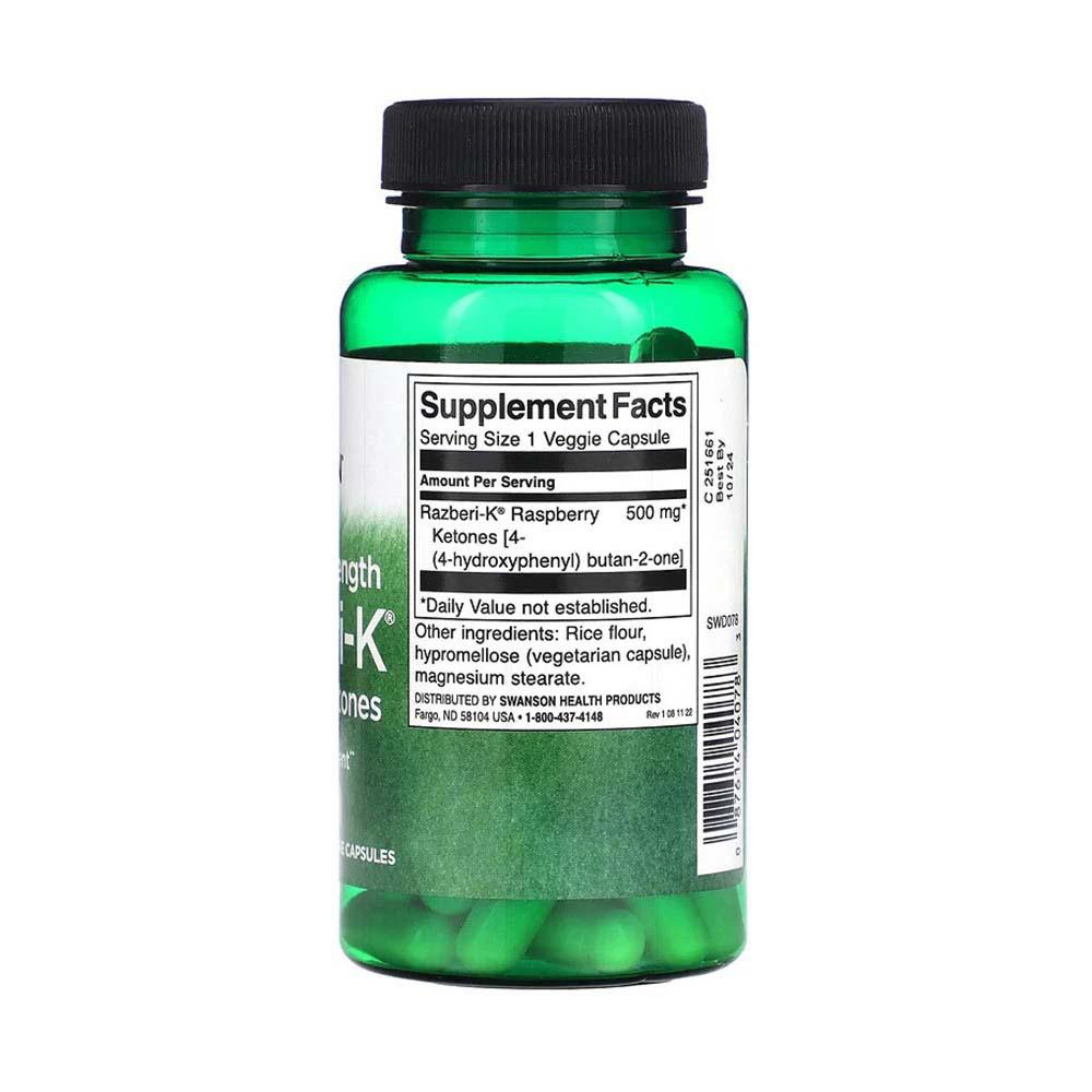 Cetona de Zmeura Razberi-K 100 miligrame  60 capsule Swanson