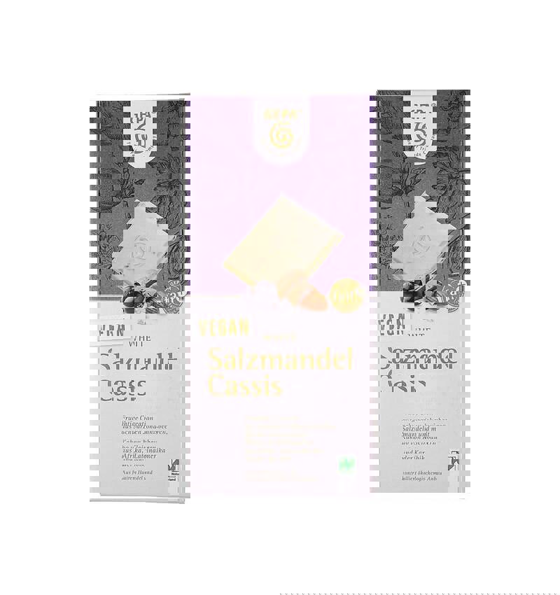 Ciocolata Alba Vegan cu Migdale Sarate si Coacaze Bio 100 grame Gepa