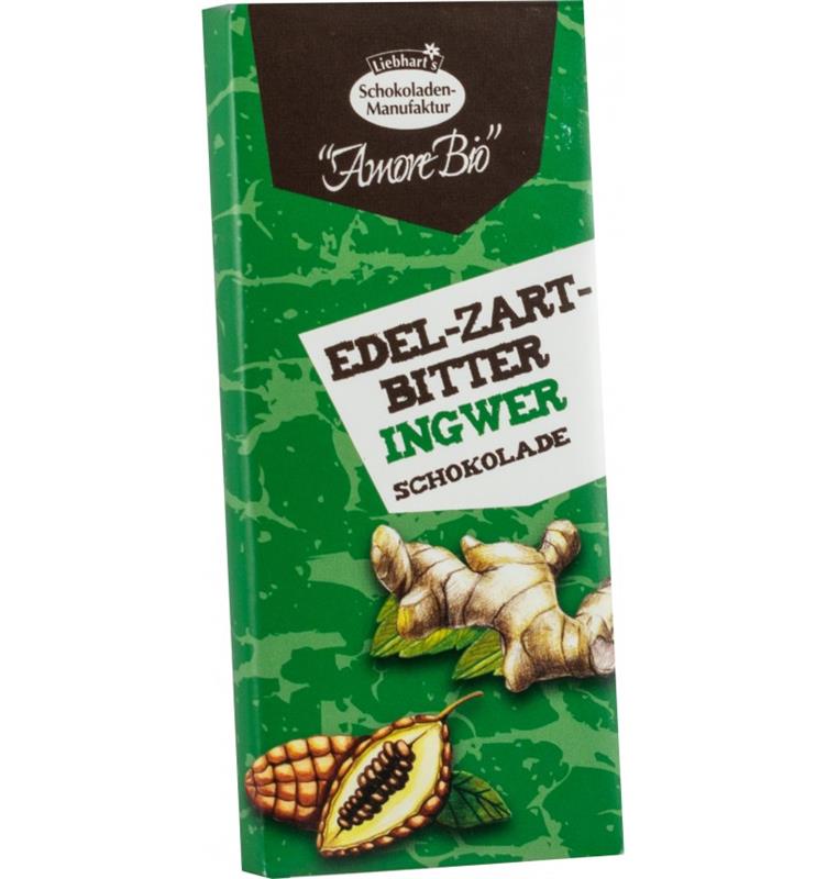 Ciocolata Amaruie cu Ghimbir Caramelizat Bio 40 grame Liebhart's