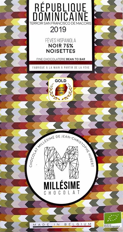 Ciocolata Belgiana Artizanala cu Alune de Padure Republique Dominicaine Bio 70 grame Millesime Chocolat