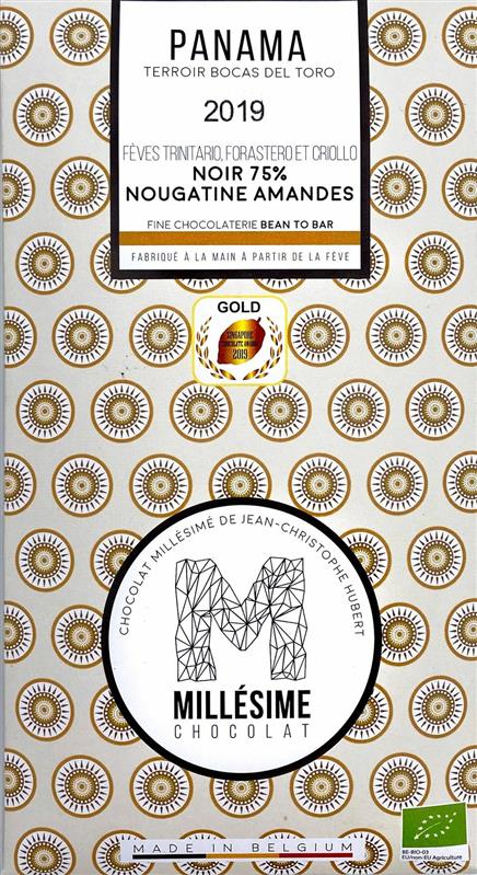 Ciocolata Belgiana Artizanala cu Umplutura de Migdale Panama Bio 70 grame Millesime Chocolat