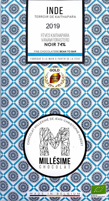 Ciocolata Belgiana Artizanala Neagra 74% Inde Bio 70 grame Millesime Chocolat